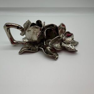 Arthur Court Silver Floral salt pepper shaker base or candle holder